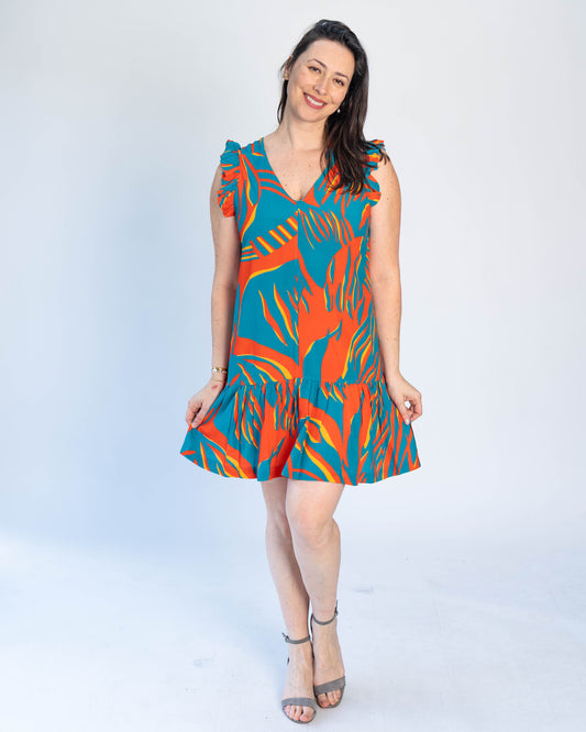 Vestido Summer Celeste/Naranjo
