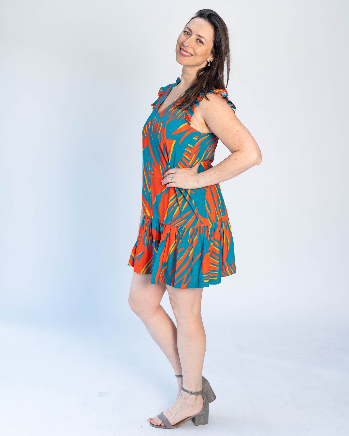 Vestido Summer Celeste/Naranjo