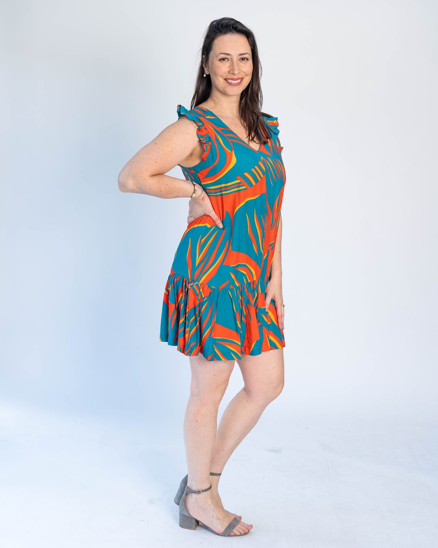Vestido Summer Celeste/Naranjo
