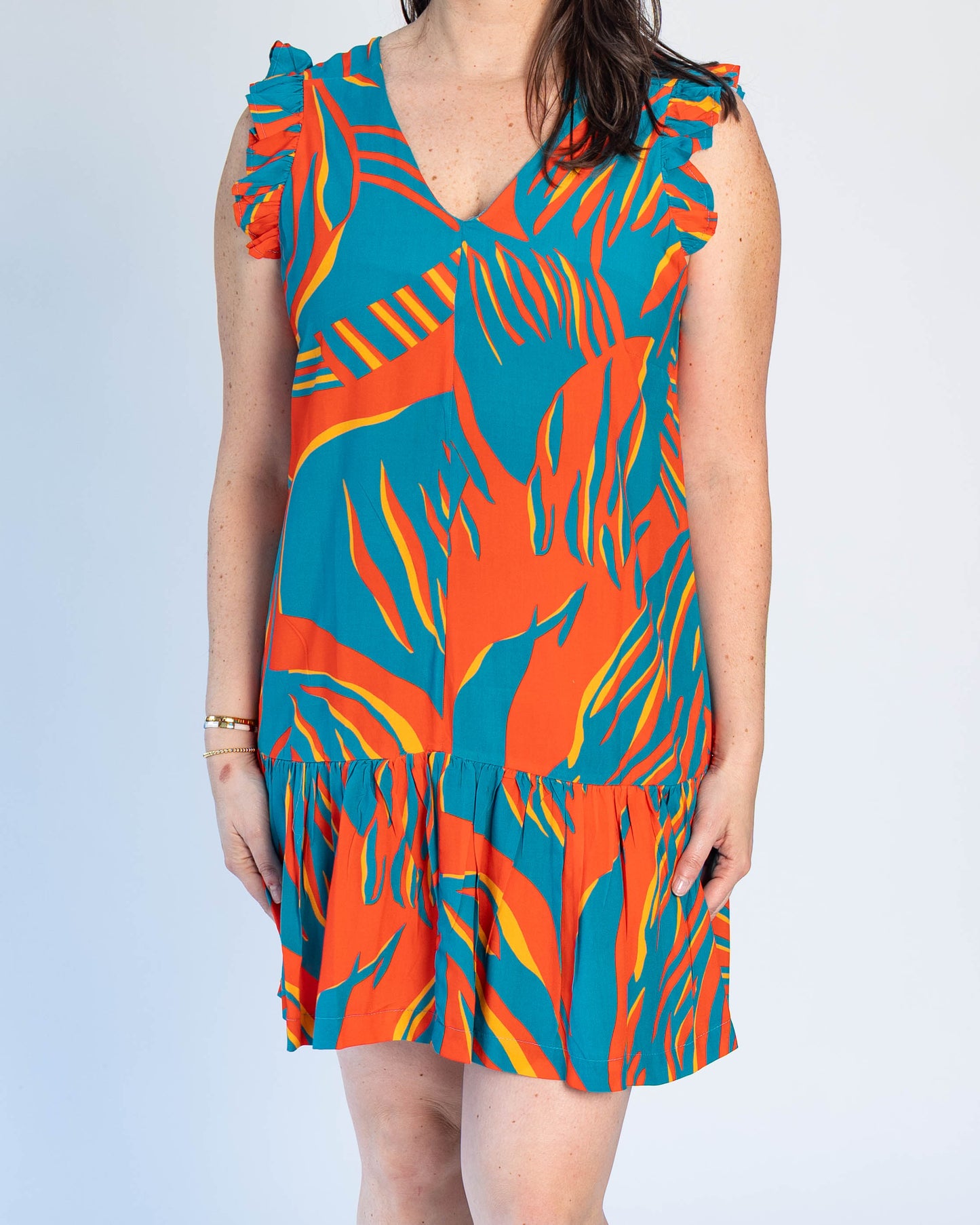 Vestido Summer Celeste/Naranjo