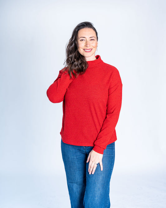 Sweater Acanalado Rojo