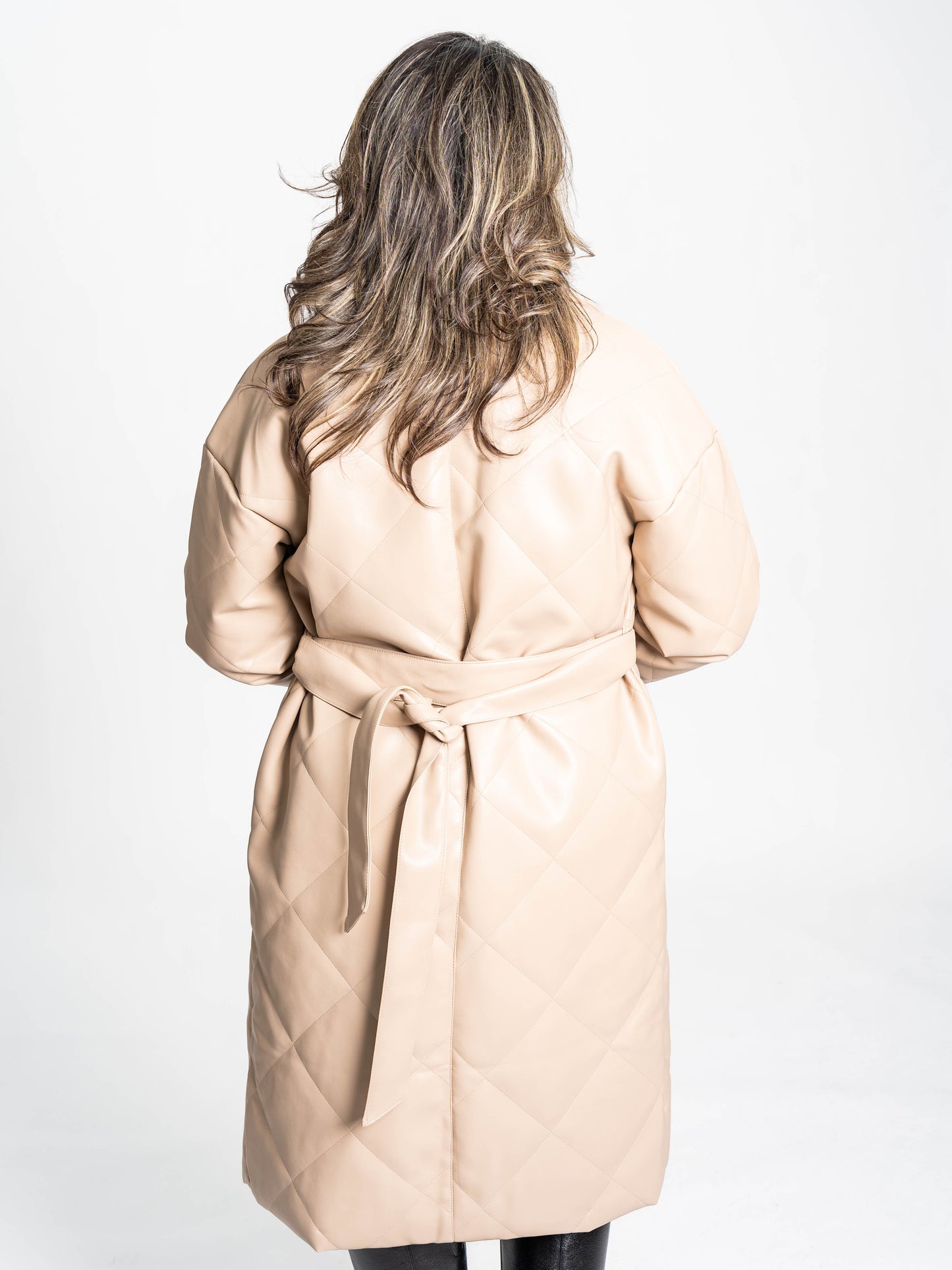 Abrigo Ecocuero Largo Beige