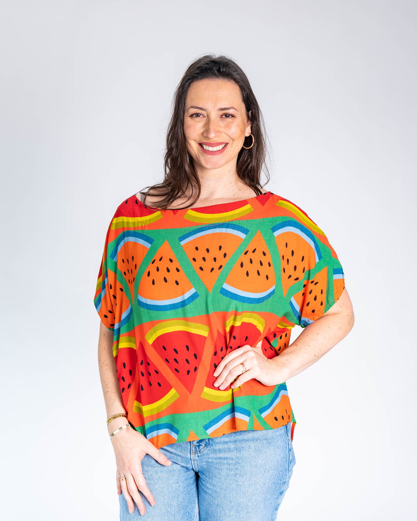 Polera BR Luana Sandia Verde - Naranja