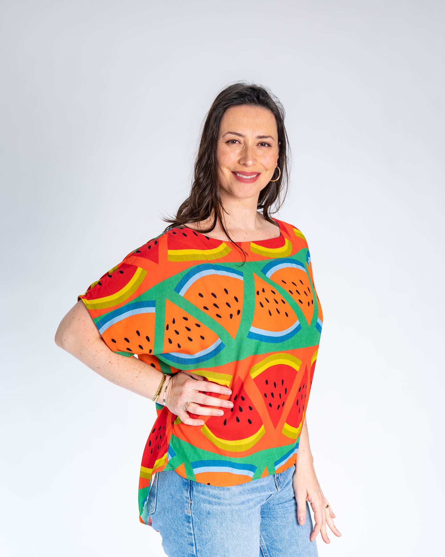 Polera BR Luana Sandia Verde - Naranja