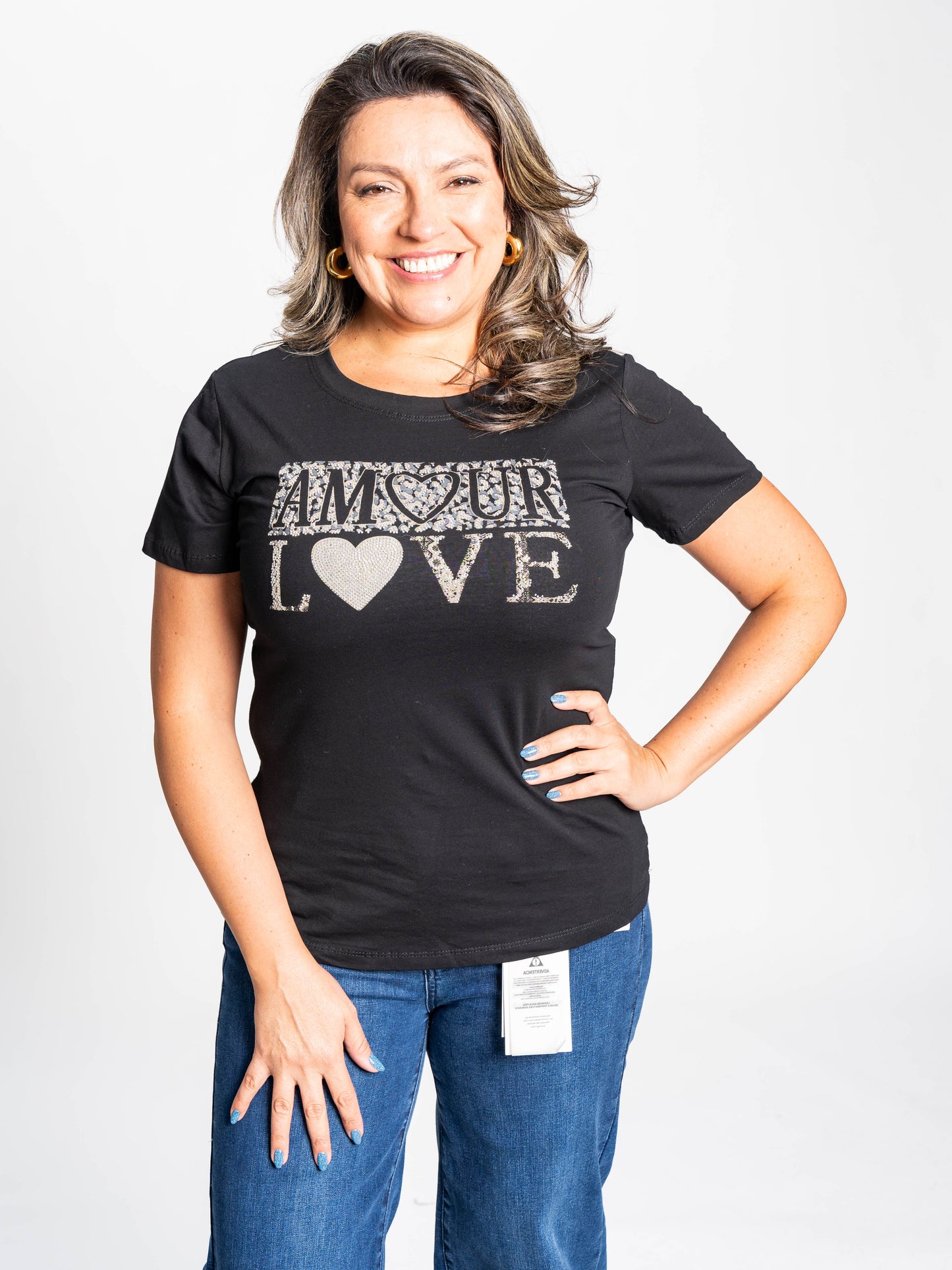 POLERA LOVE BRILLOS NEGRA