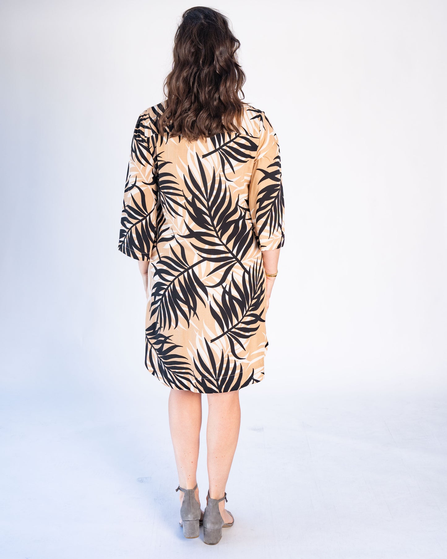 Vestido BR Manga larga Josefina Negro con Camel