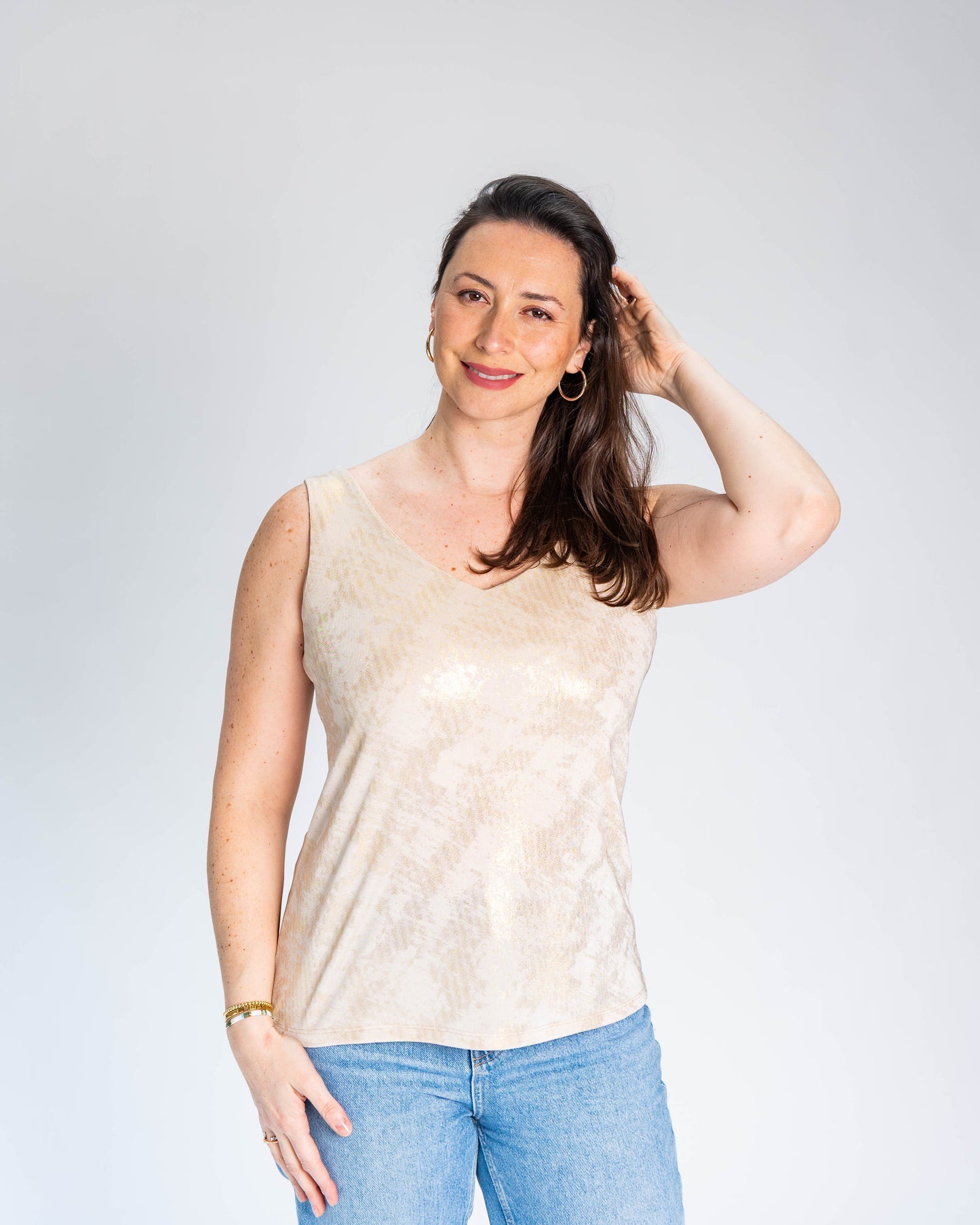 Polera Sofia Musculosa Beige - Dorada