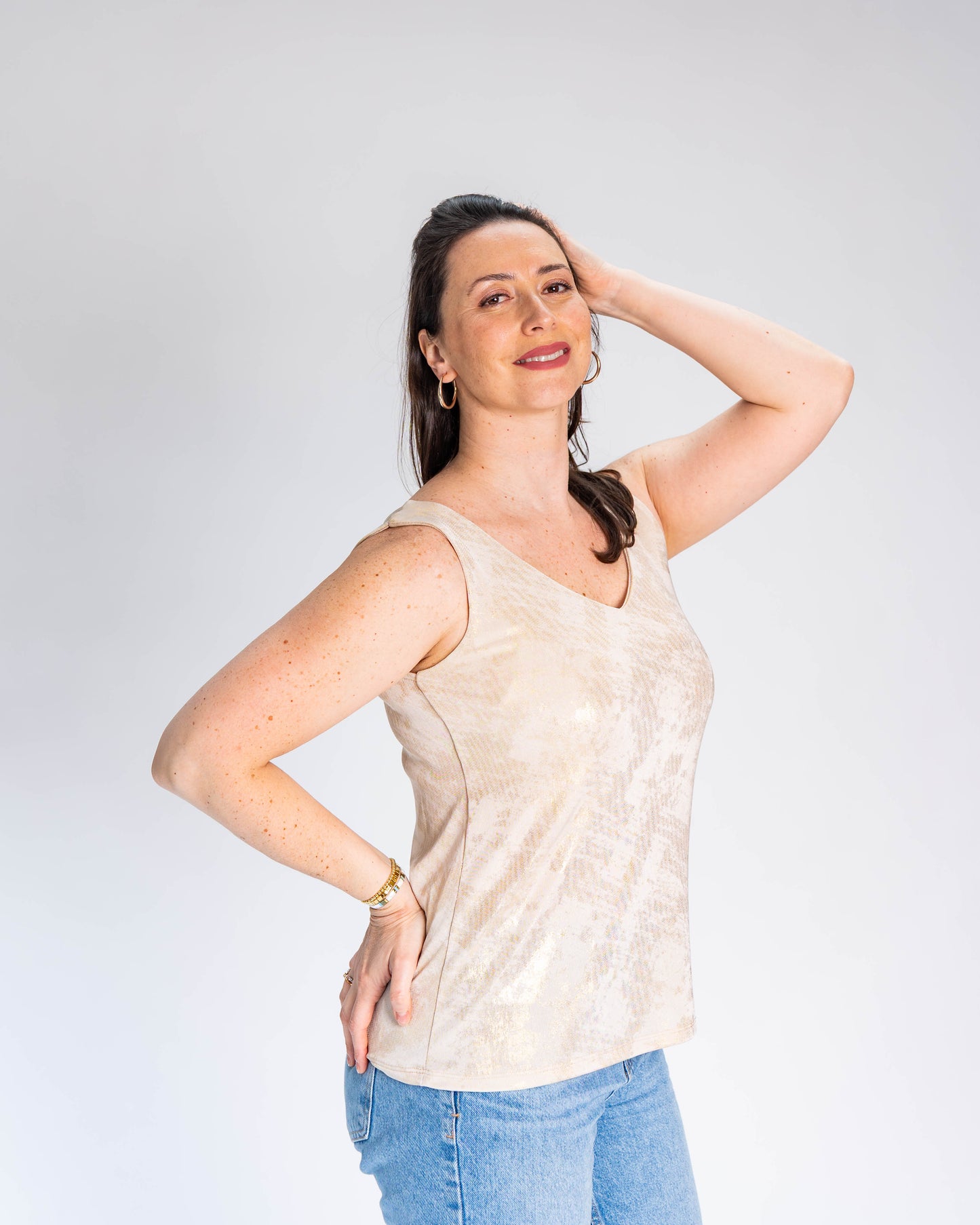 Polera Sofia Musculosa Beige - Dorada