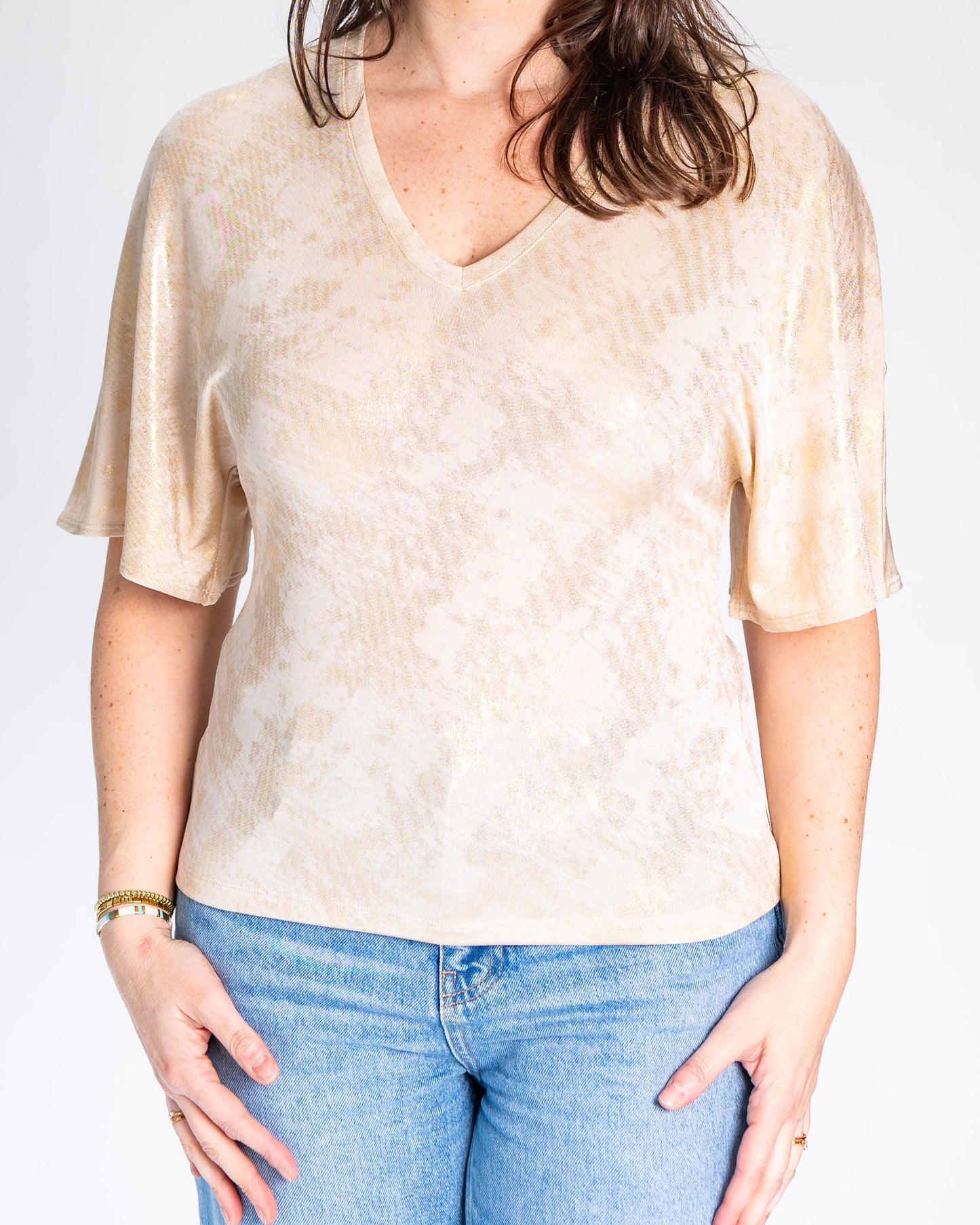 Polera Isabel Manga Murciélago Beige - Dorada