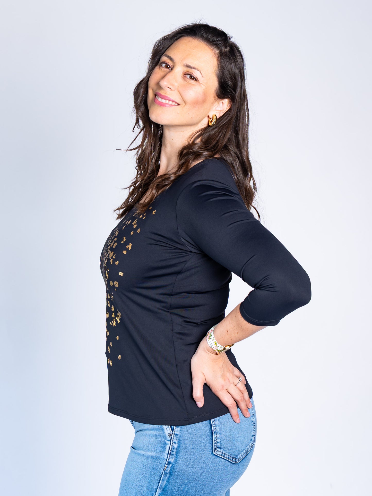 Polera Básica Carolina Gold Negro