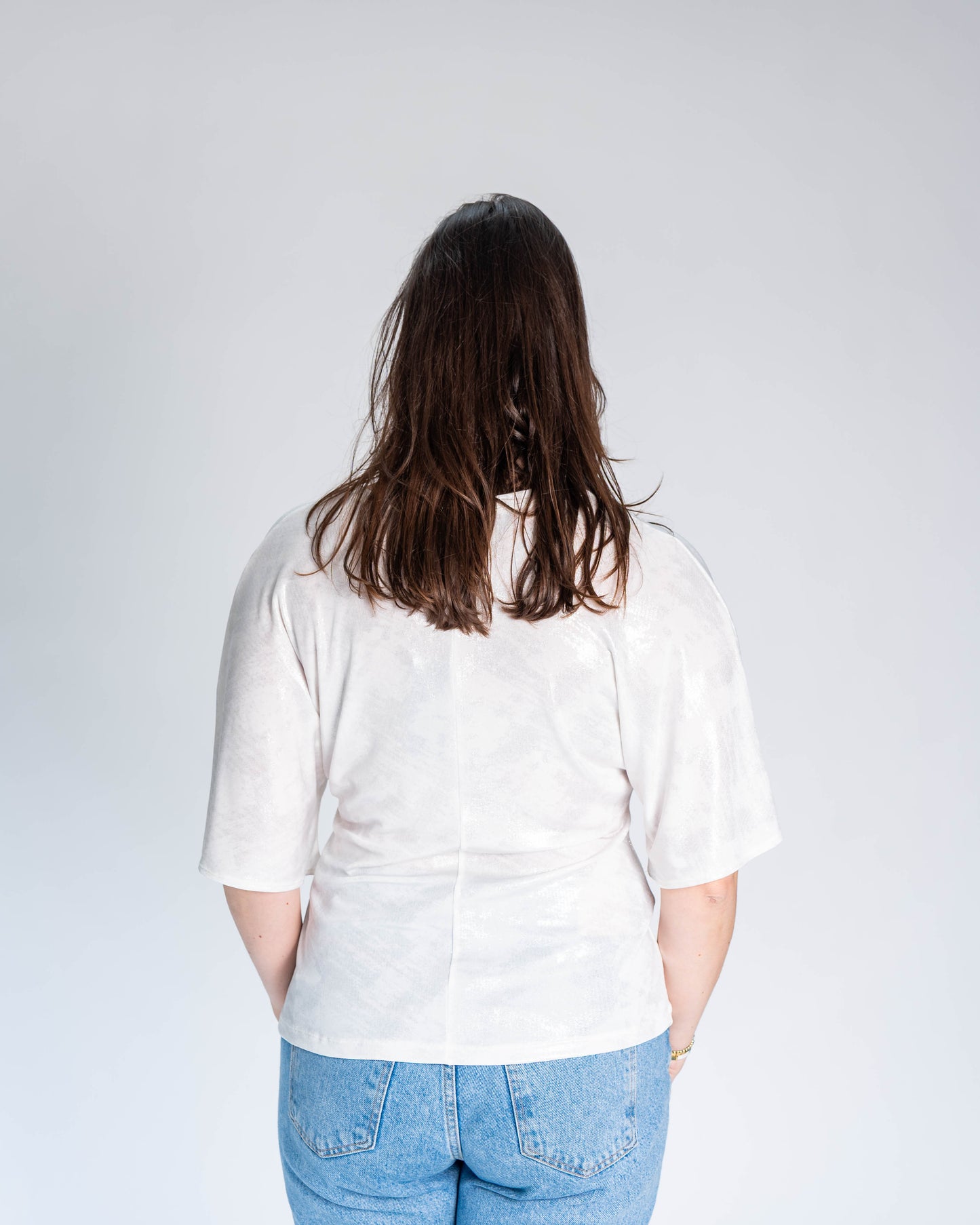 Polera Isabel Manga Murcielago Blanco - Plateado