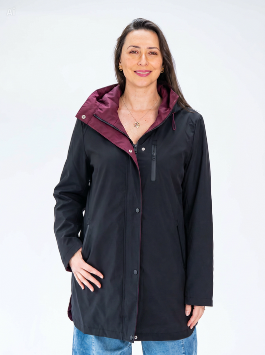Parka Reversible Negro - Burdeo
