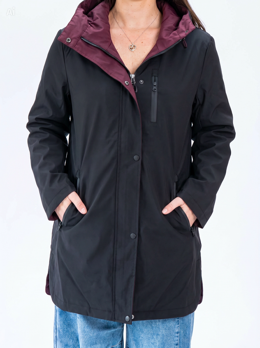 Parka Reversible Negro - Burdeo