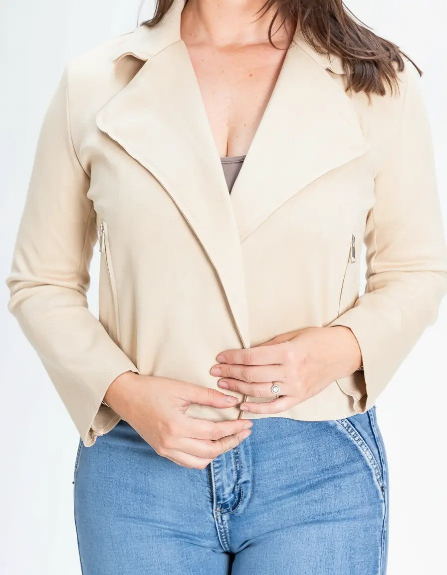 Chaqueta Maca Símil Gamuza Crema