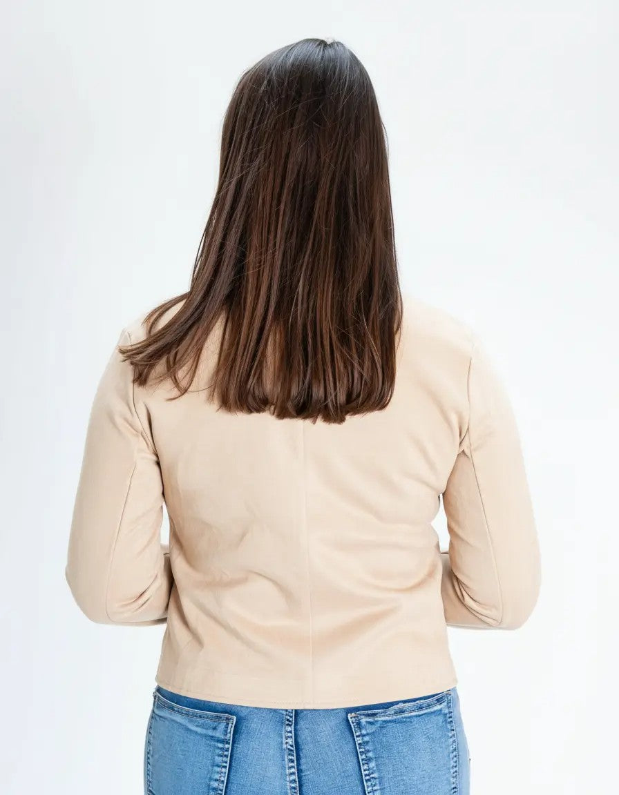 Chaqueta Maca Símil Gamuza Crema