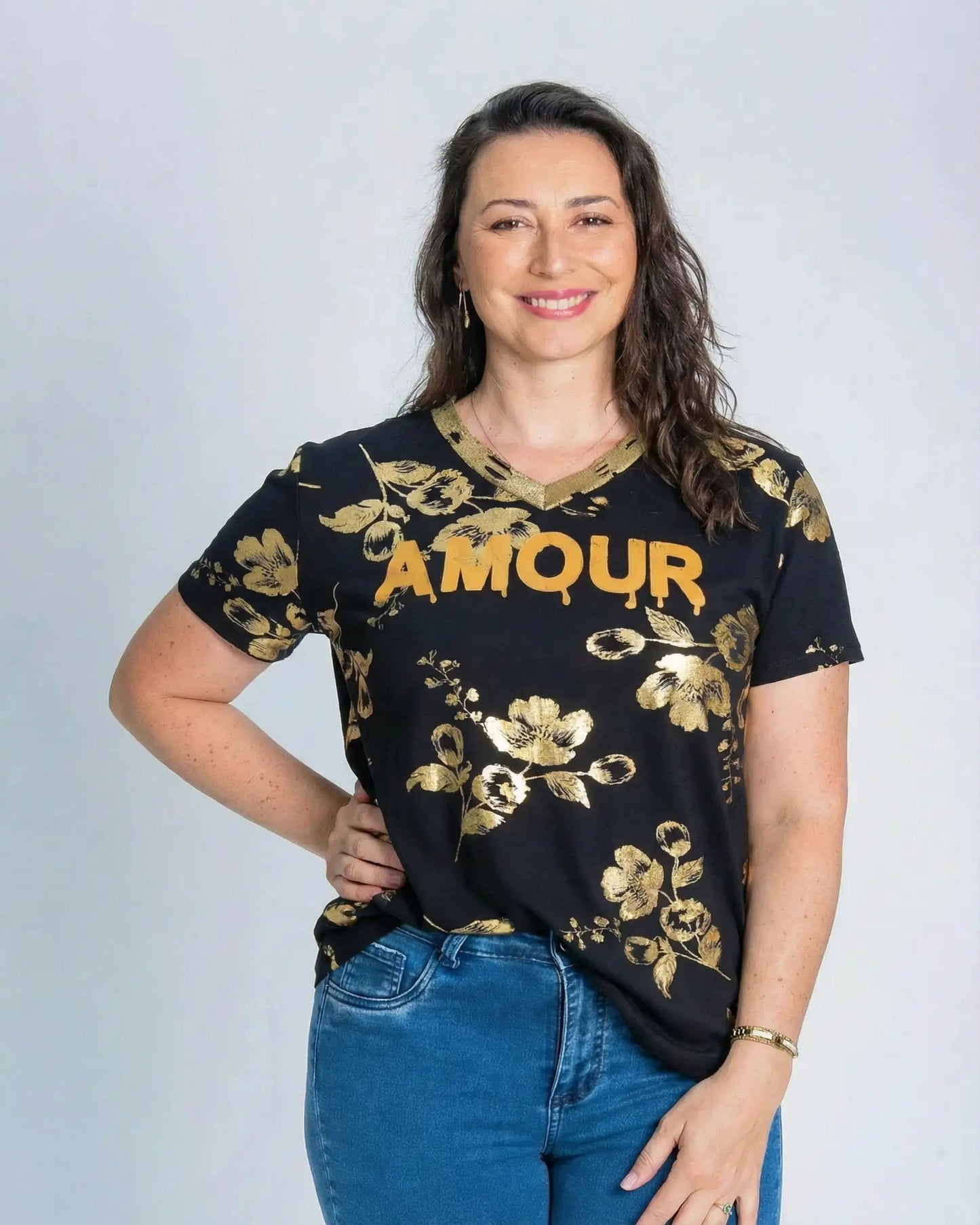 Polera Amour Dorado Negro