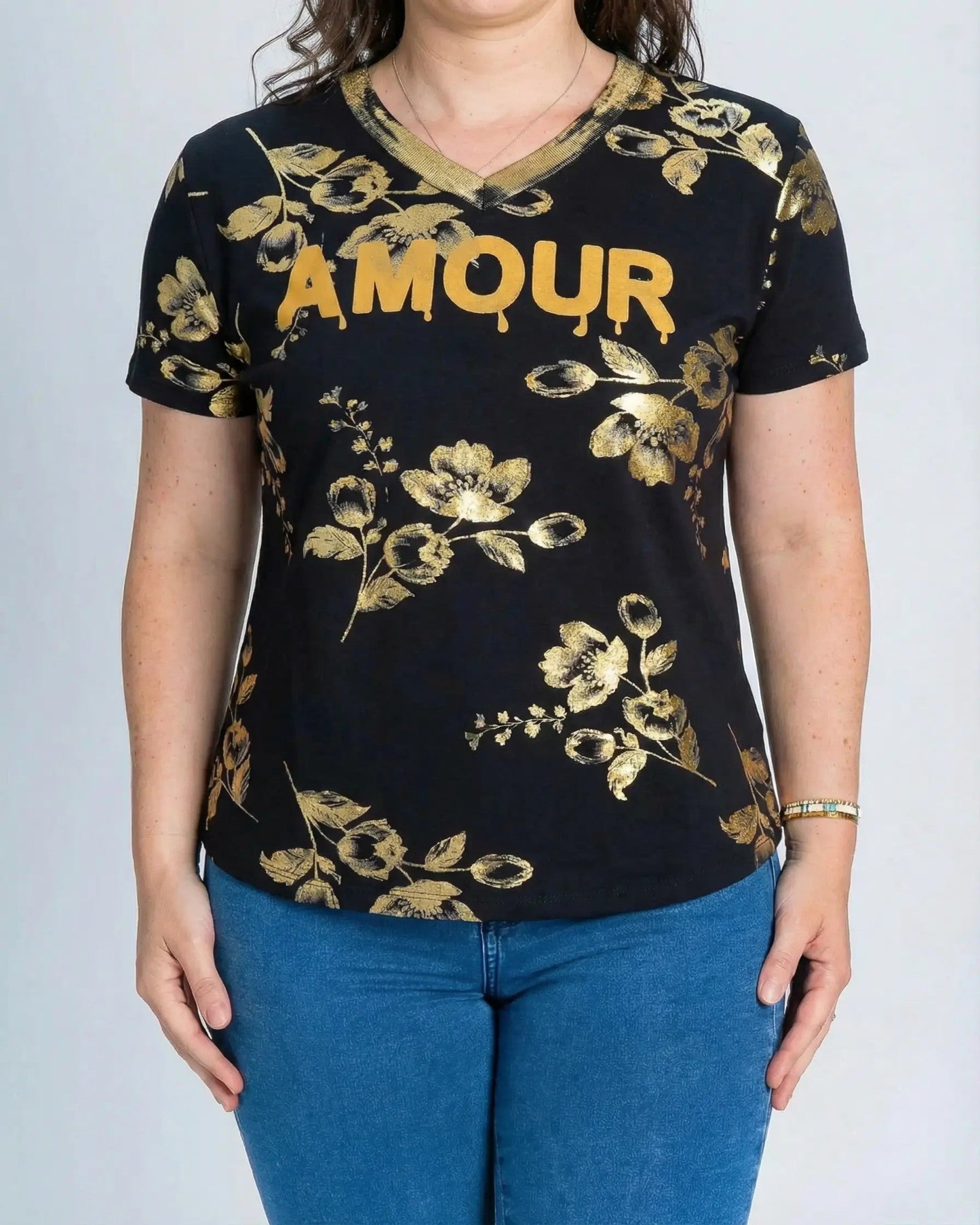 Polera Amour Dorado Negro