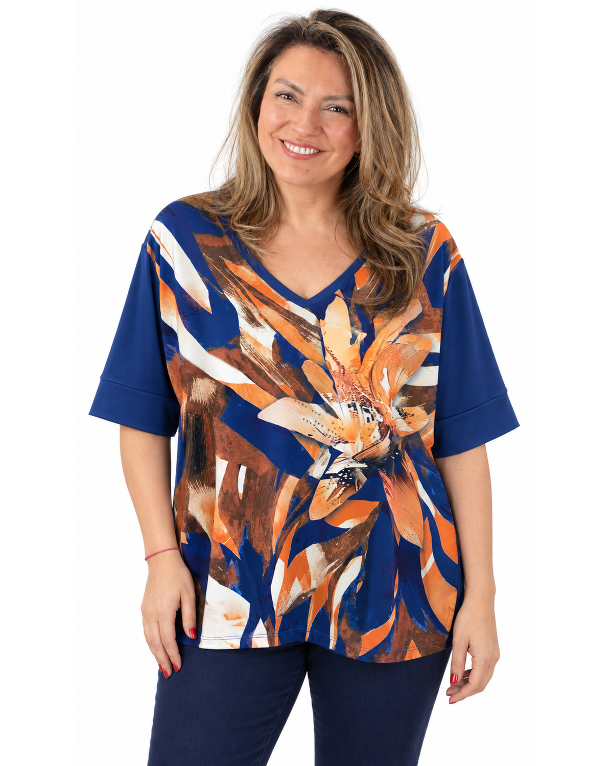 Polera Lidia Flor Azul