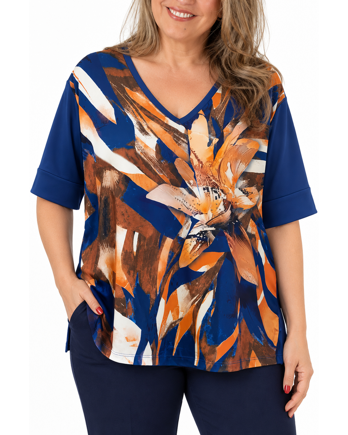 Polera Lidia Flor Azul