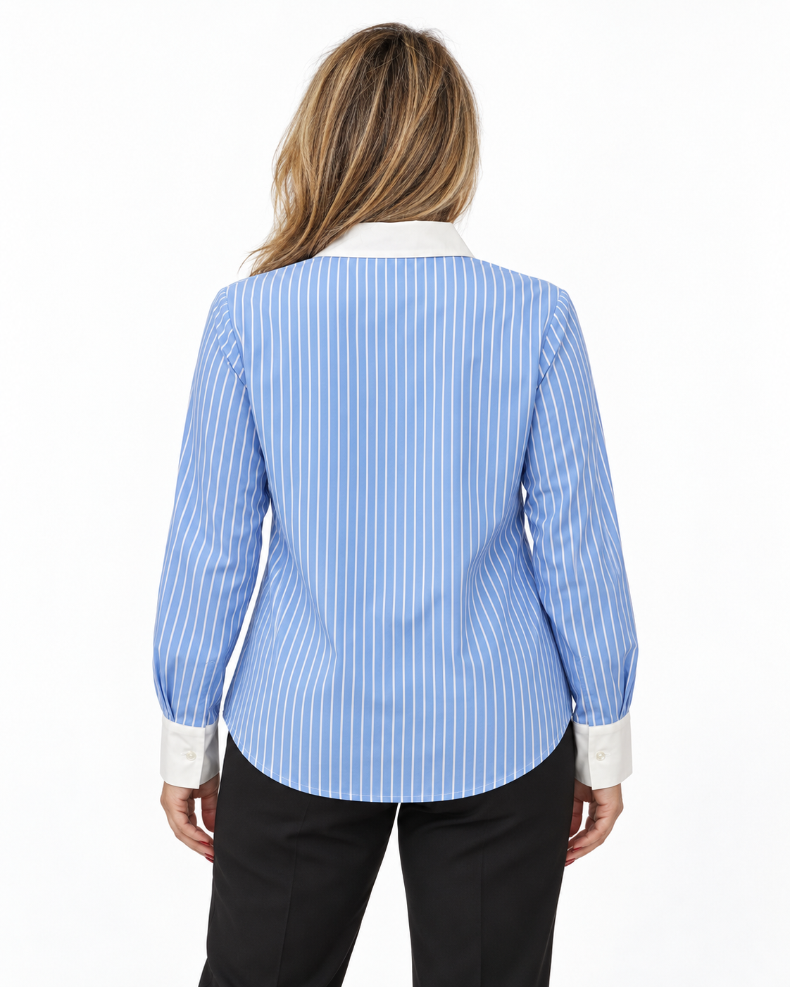 Blusa Rallada Cuello Blanco