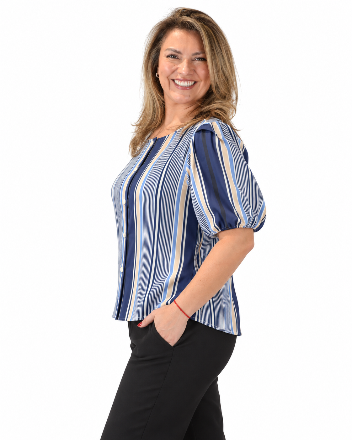 Blusa Miriam Manga Globo Azul