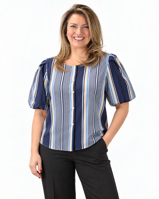 Blusa Miriam Manga Globo Azul