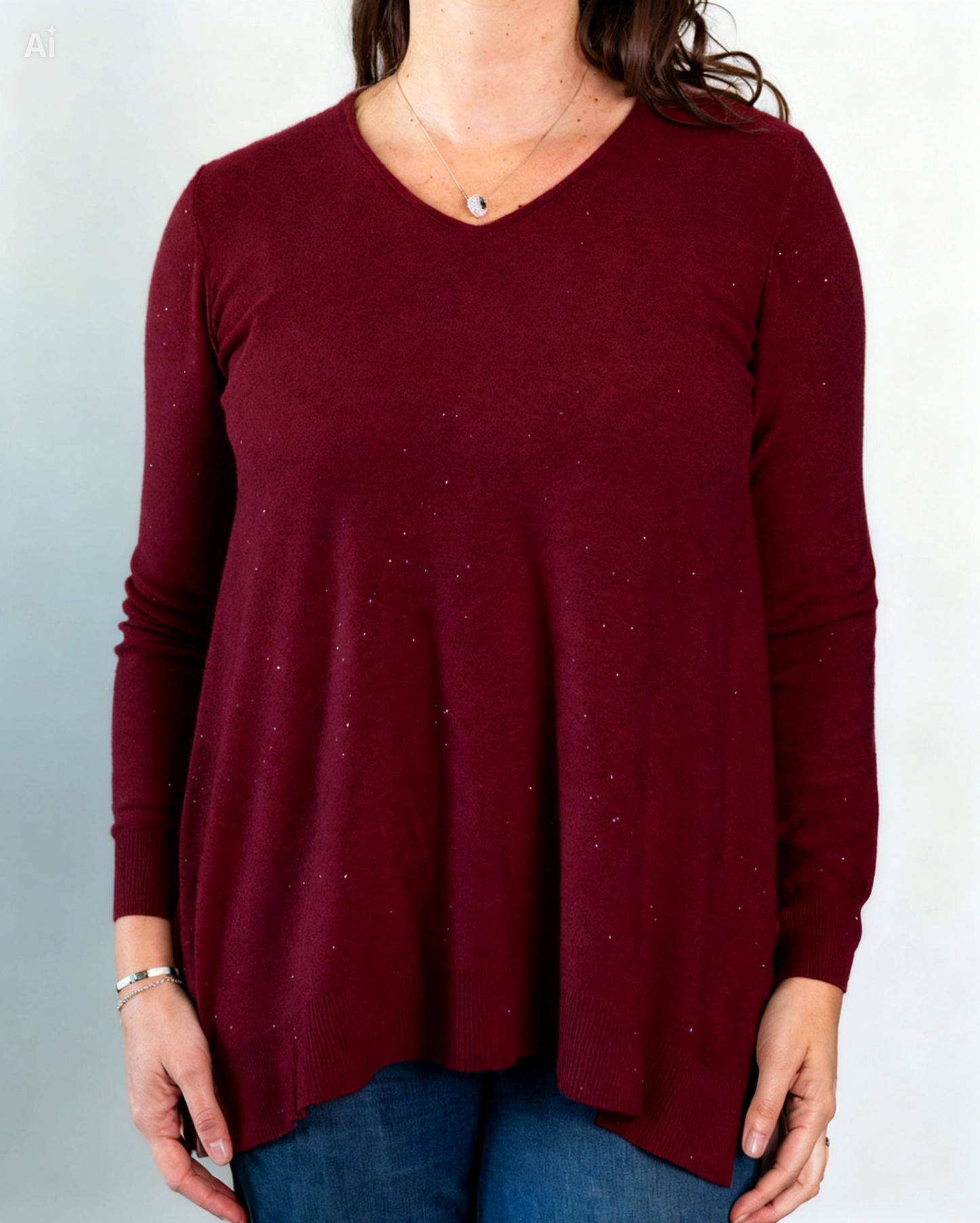 Sweater Básico Shinny Burdeo
