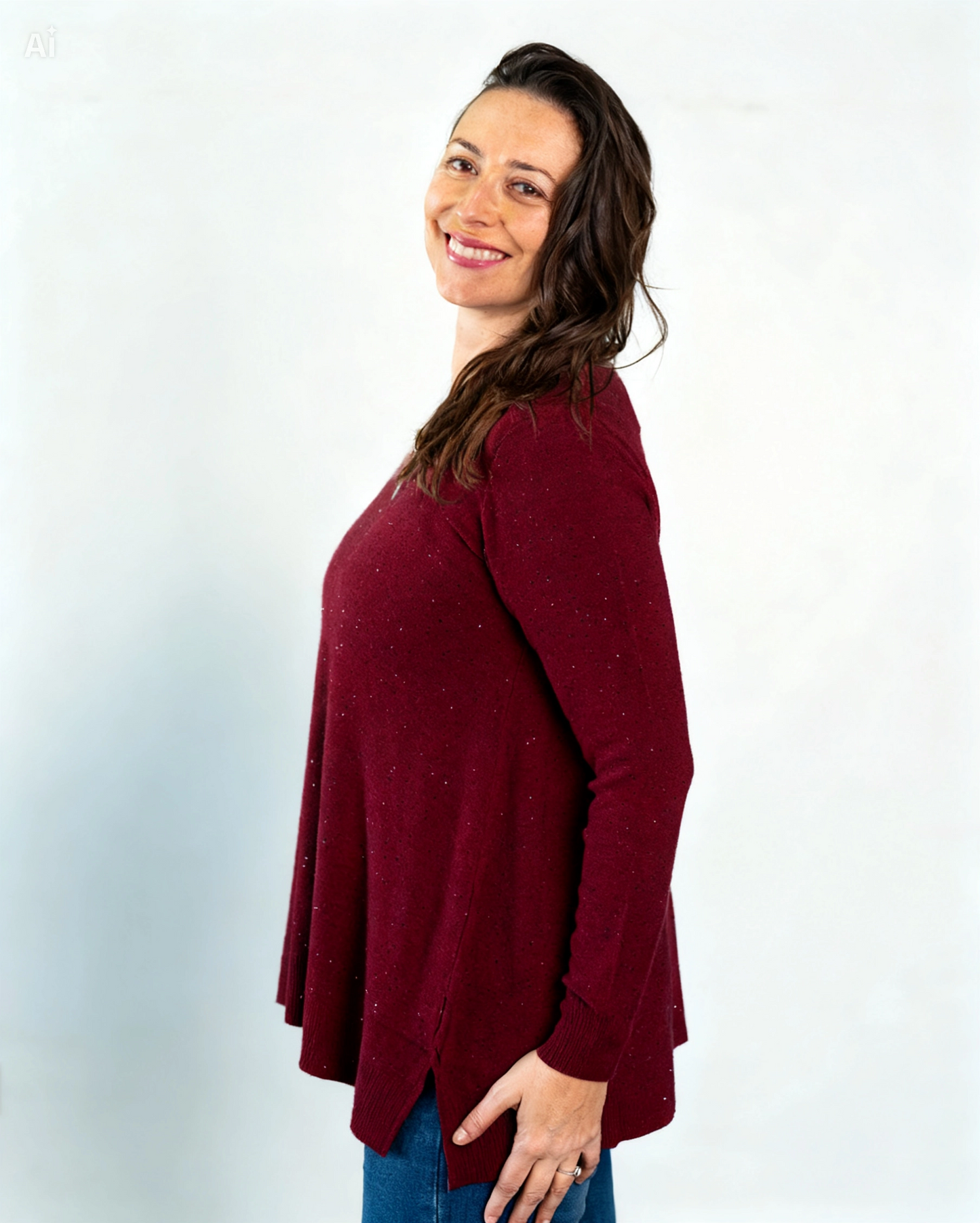 Sweater Básico Shinny Burdeo