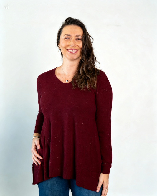 Sweater Básico Shinny Burdeo