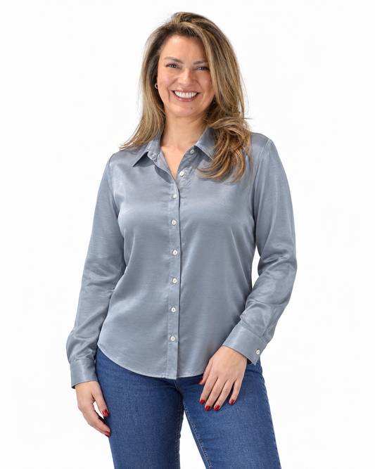 Blusa Satín Maca Gris