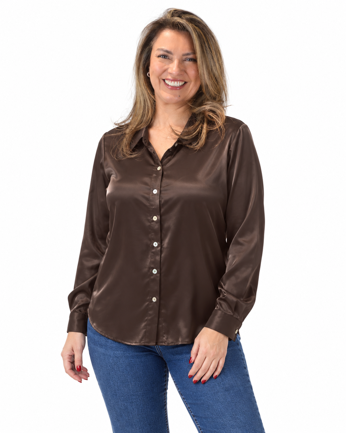 Blusa Satín Maca Chocolate