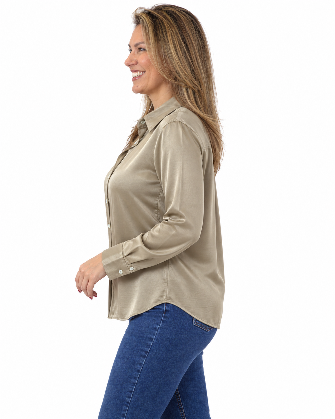 Blusa Satín Maca Beige