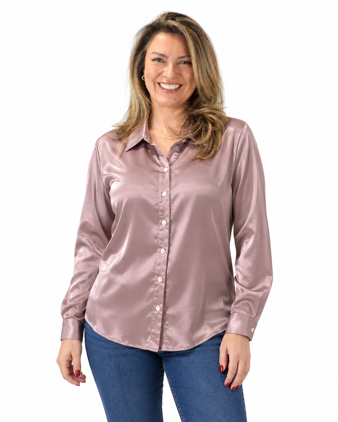 Blusa Satín Maca Rosada