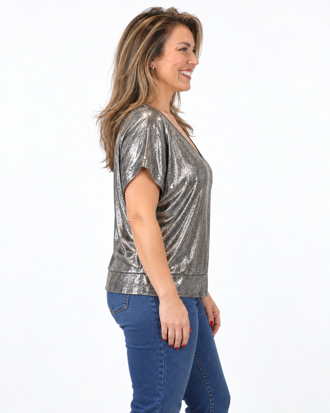 Polera Metalizada Gloria Plateada