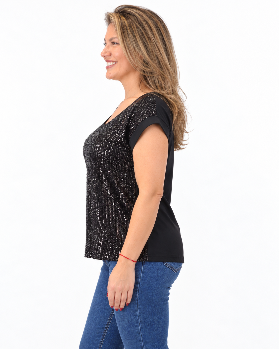 Polera Lentejuelas Marcela Negro