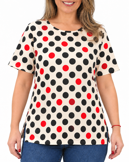 Polera Duo Lunares Beige