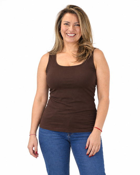 Polera Básica Musculosa Roberta Chocolate