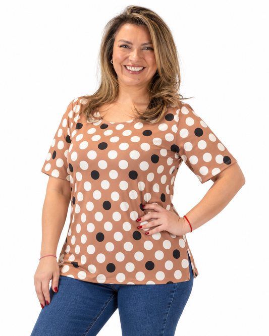 Polera Duo Lunares Café