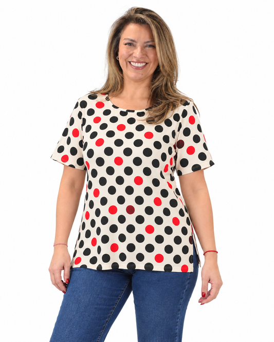 Polera Duo Lunares Beige