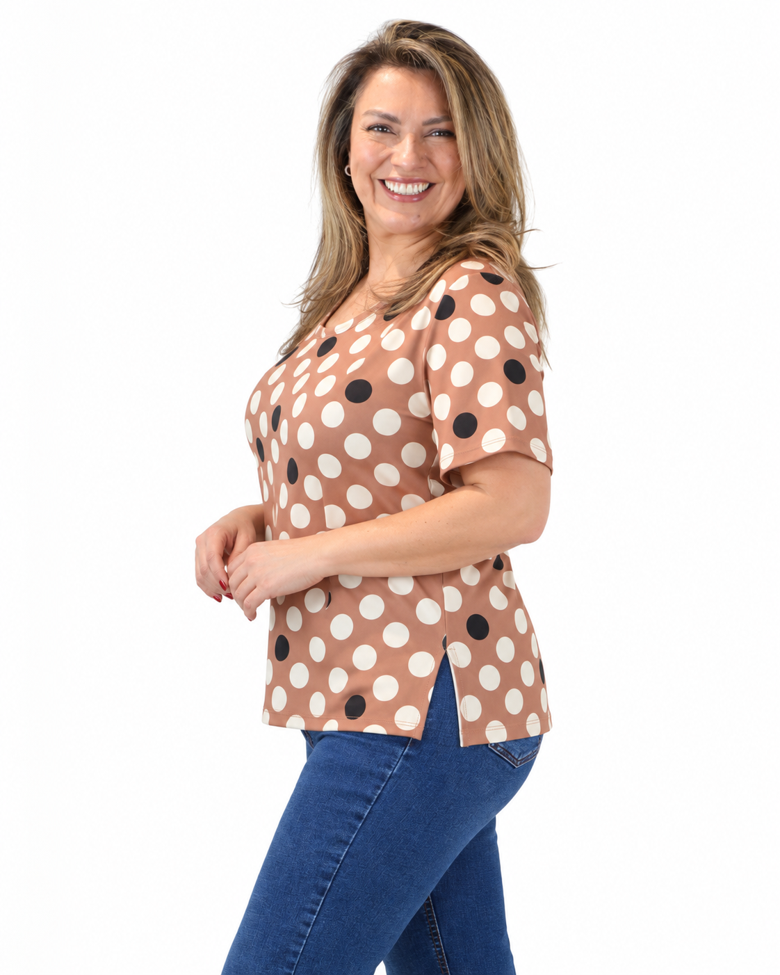 Polera Duo Lunares Café