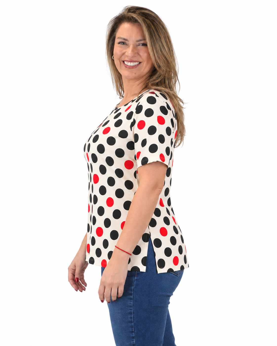 Polera Duo Lunares Beige