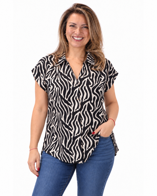 Blusa Cebra Manga Corta