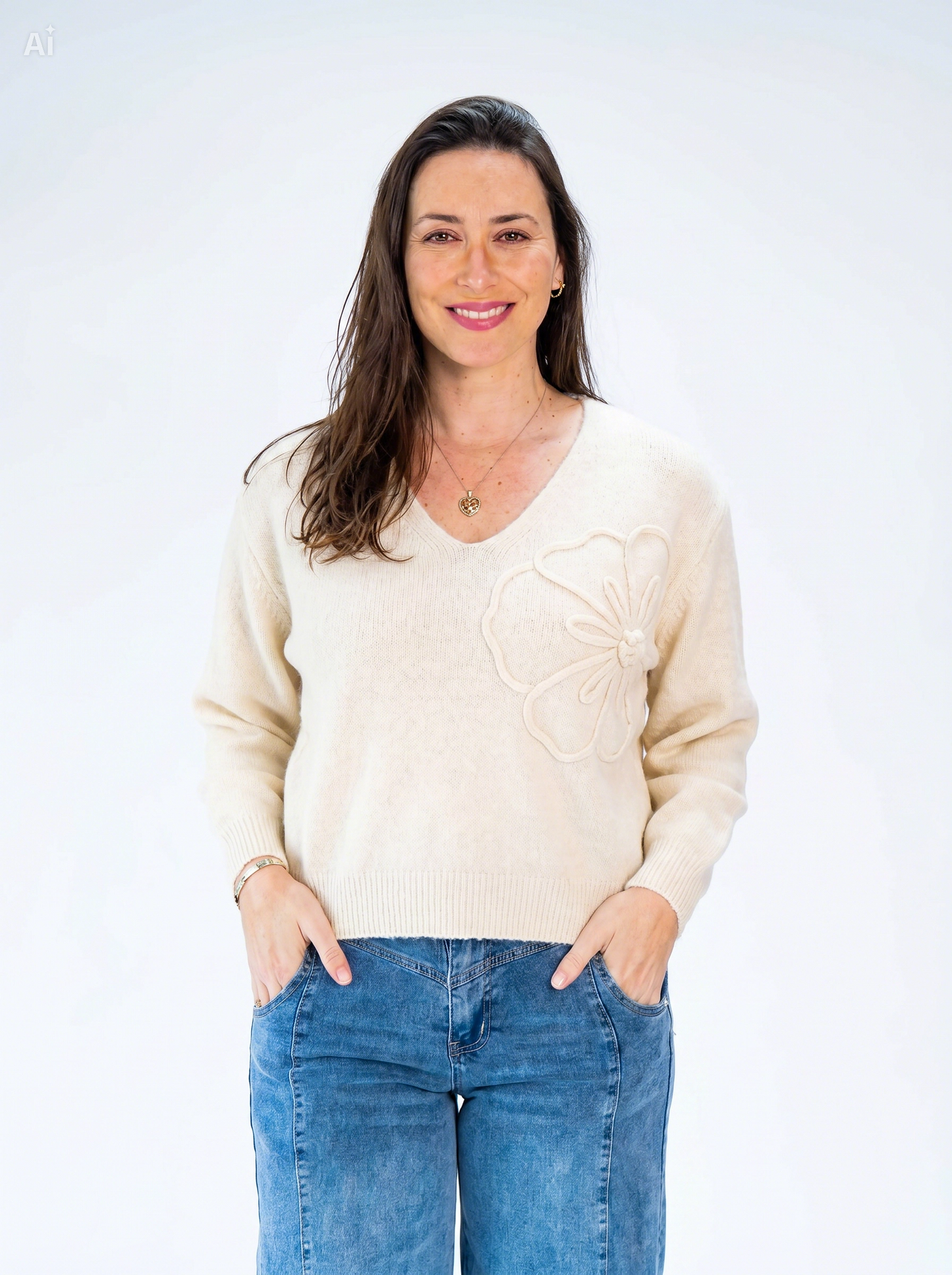 Sweater Flor Crema