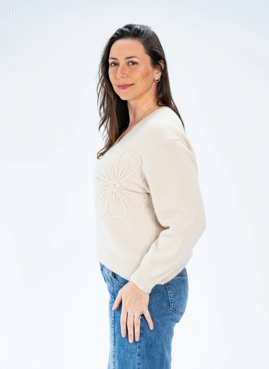 Sweater Flor Crema