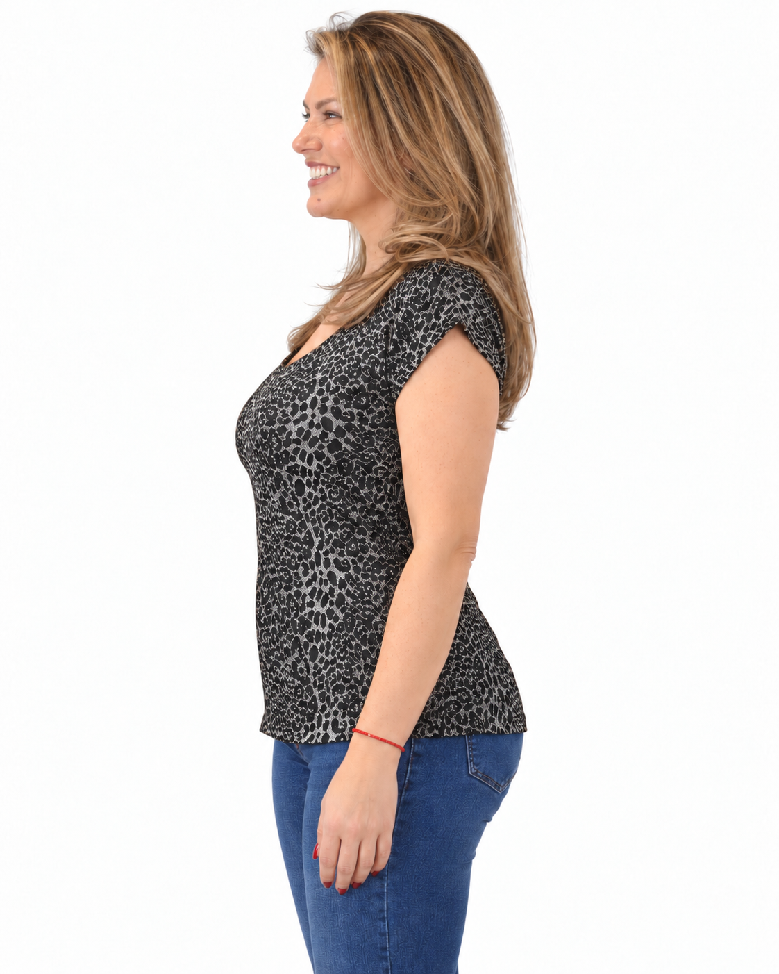 Polera Fiesta Print Lily Plateado