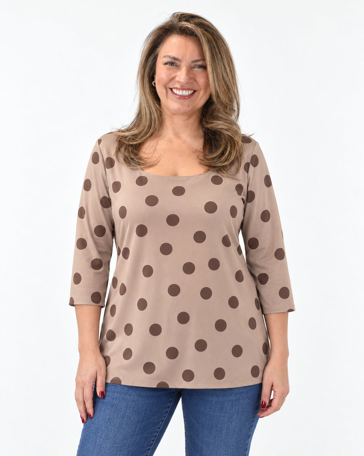 Polera Básica Lunares Beige