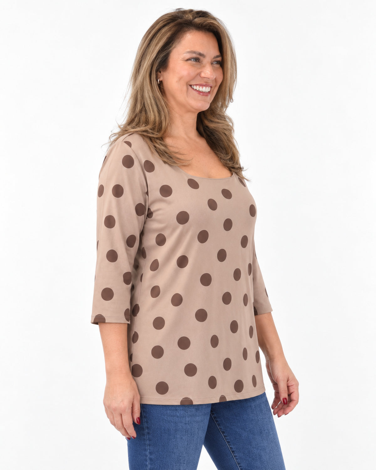 Polera Básica Lunares Beige
