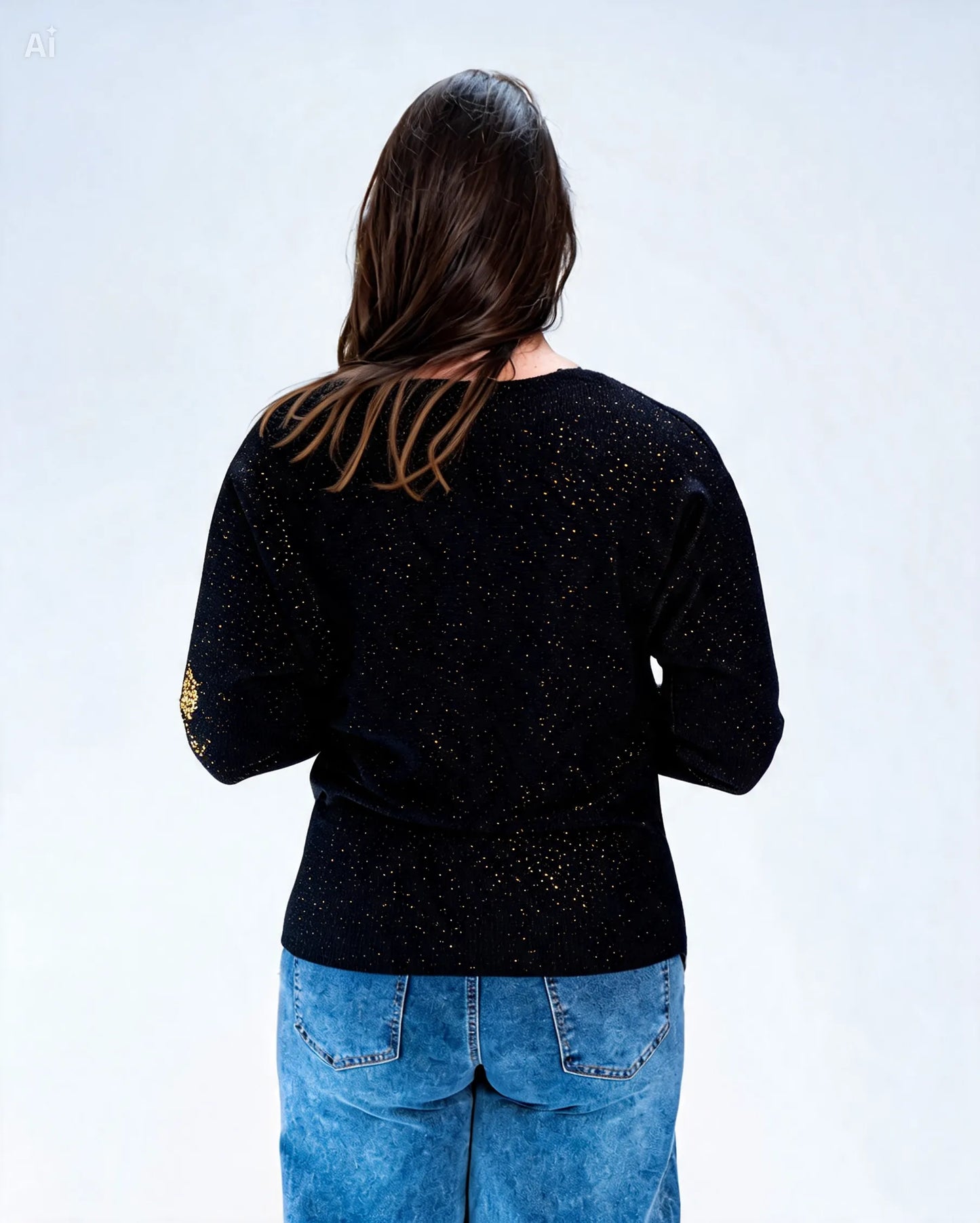 Sweater Lurex Fernanda Negro Dorado