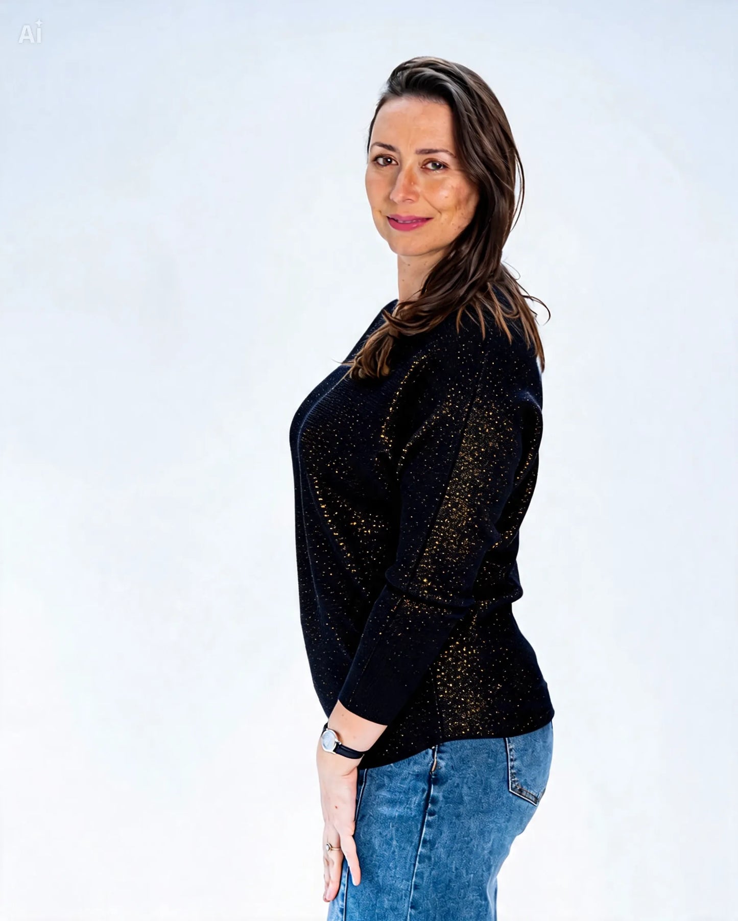 Sweater Lurex Fernanda Negro Dorado