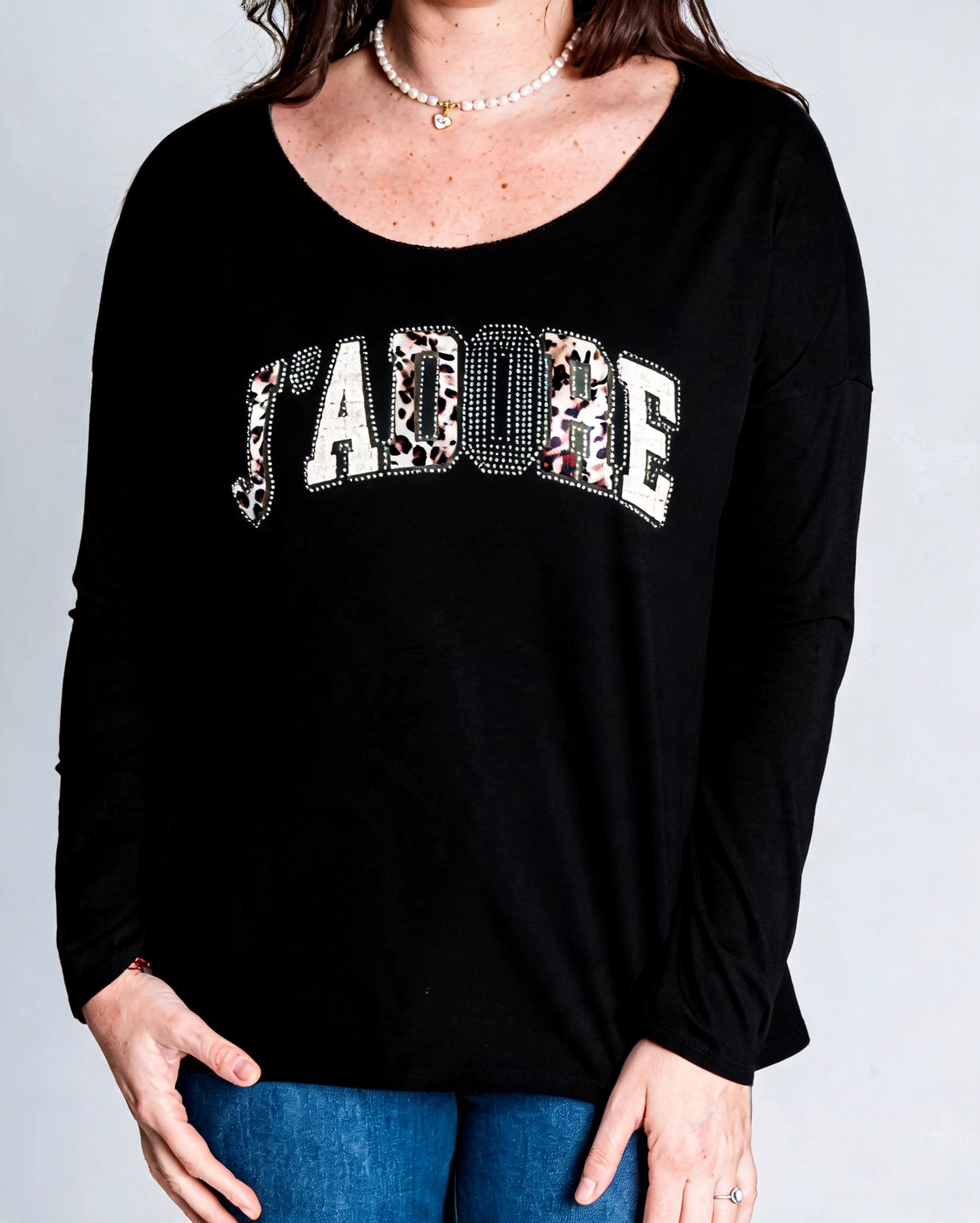 Polera Jadore Piedritas Negro